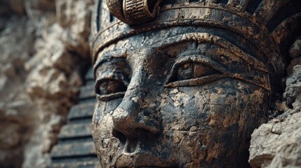 Ancient Pharaoh's Stone Mask, Revealing Millennia of History and Mystery