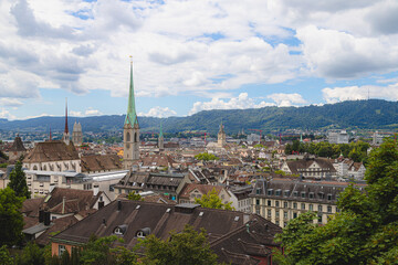 Panoramic View of Zurich Old Town Skyline