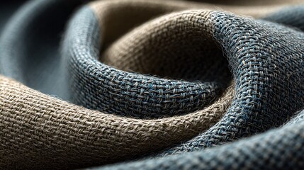 Detailed close-up of folded woven fabric with visible textures and details