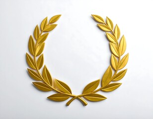 Golden laurel wreath on white background