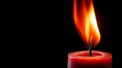 Burning red candle flame