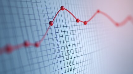 Abstract Financial Data Visualization with Line Graph, Grids, and Trend Analysis in Soft Color Palette Reflecting Market Dynamics and Performance Insights