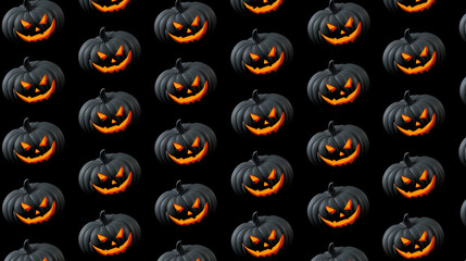 Evil Pumpkins Grid on Matte Black — Halloween Pattern