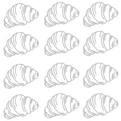 collection of seats hells, set of croissant doodle hand drawn. Hand drawn croissant french breakfast line clipart.