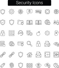 Security solid icons collection. Containing protection, access, cyber security. Perfect pixel on transparent background
