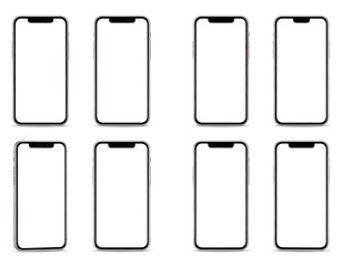 Nine blank smartphone mockups