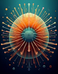 Illustration of a Novel Virus Strain Under Microscope, Representing Global Health Crisis
