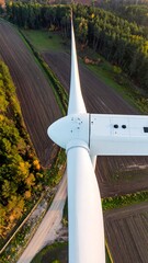 High-angle view of a wind turbine blade