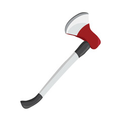 Illustration of a Firefighter's Axe with a Red and Silver Head and a Black Grip on a White Background