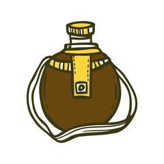 Vintage Camping Canteen or Water Bottle with Strap - Retro Outdoor Gear Illustration