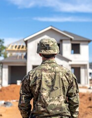 Soldier observes new home construction