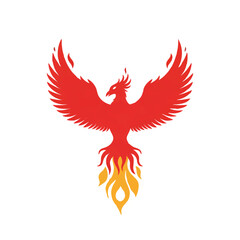 Obraz premium Phoenix Rising from Flames in Fiery Red