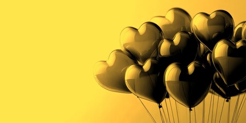 Heart-shaped balloons floating against a soft background create a romantic atmosphere for special occasions