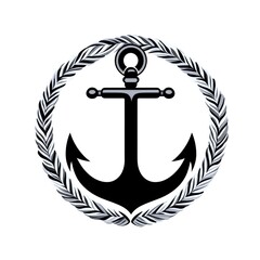 Nautical anchor design surrounded by a rope circle suitable for marine-themed decor and branding applications