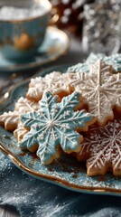 Deliciously decorated snowflake cookies prepared for a winter celebration at a cozy gathering in a bright kitchen