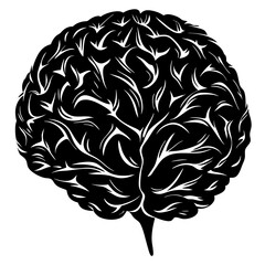 Fototapeta premium Silhouette of a Brain Constructed from Brush Strokes