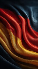 Wavy texture of German flag fabric showcasing vibrant colors in strong light