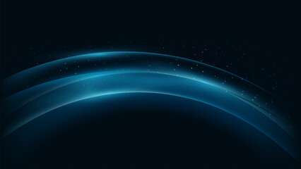 Digital Particle Technology With Blue Glowing Curve Abstract Background