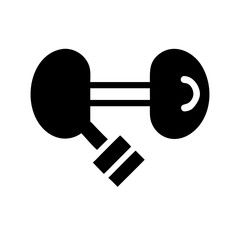 3D metal dumbbell key in keyhole representing fitness and strength concept