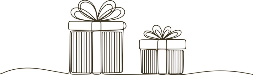Two wrapped gifts with bows present ribbon