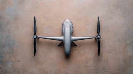 Drone Resting on a Textured Surface Showcasing Its Sleek Design and Features
