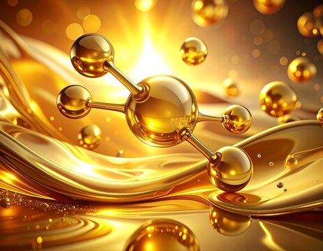 Golden molecular structure in liquid - Powered by Adobe