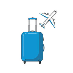 Travel suitcase and airplane illustration