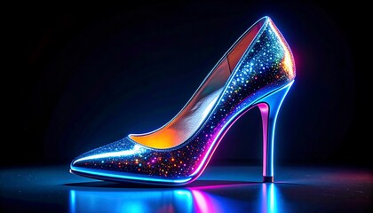 High-heeled shoe, vibrant colors, studio shot