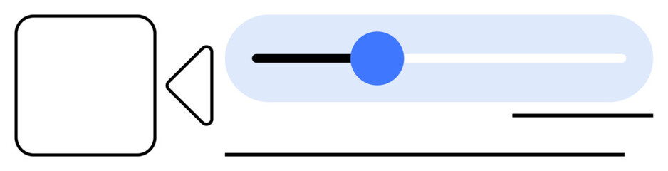 Video screen element with play icon and horizontal progress bar. Ideal for media player, streaming, UI design, technology, multimedia, online learning, simple flat metaphor