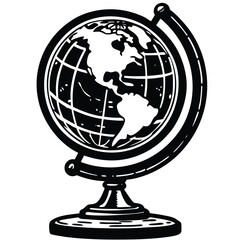 old globe on wooden stand  isolated on white backg (1).eps