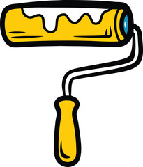   paint roller with blue paint  isolated on white .eps