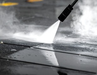 High-pressure cleaning of paving stones