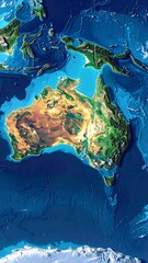 High-resolution topographical map of Australia