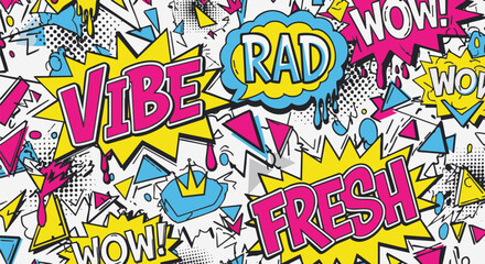 Vibrant pop art background with comic style speech bubbles