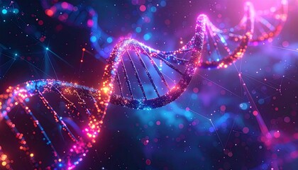 Stunning DNA double helix with vibrant lights offers modern biotechnology and science concepts for innovative projects and visionary designs today