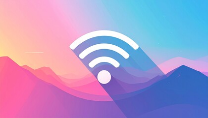 Stay connected anywhere with this vibrant WiFi signal over a tranquil mountain range, perfect for digital nomads and remote work lifestyle