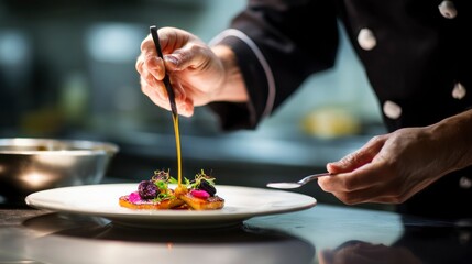 Chef preparing gourmet dish