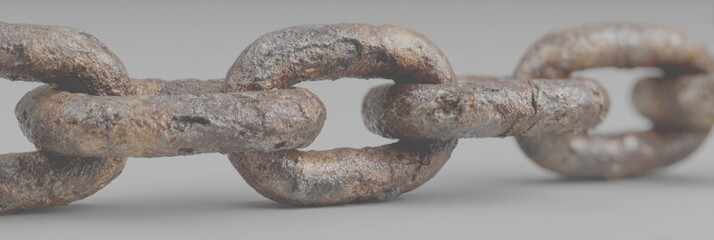 Obraz premium Rusty metal chain showcasing intricate links and weathered texture in a minimalist setting - Low Contrast