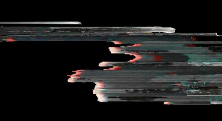 Abstract glitch art with horizontal lines and distorted colors on black background
