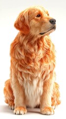 retriever poses gracefully against a neutral background showcasing its beautiful fur and gentle expression
