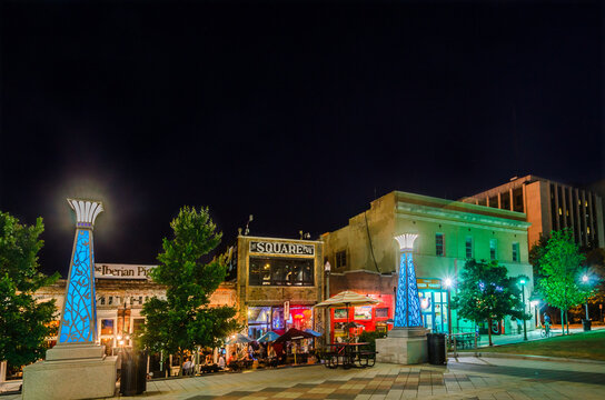 Downtown Decatur Square at night in Decatur Georgia