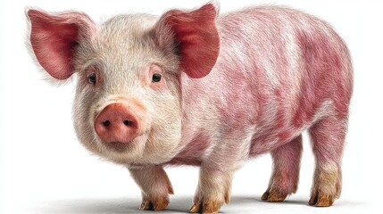 Cute piglet stands on a clean surface, showcasing its soft fur and playful demeanor in an indoor setting