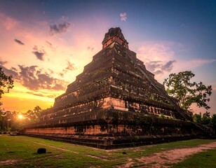 Ancient pyramid at sunset (1)