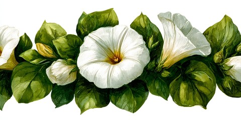 Delicate White Flowers and Lush Green Foliage