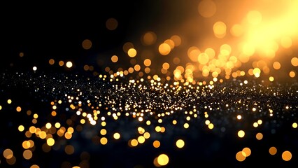 Obraz premium A captivating image of shimmering golden bokeh lights on a dark background, creating a magical and enchanting atmosphere.