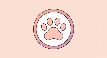 Paw print icon in a circle with gradient color effect on soft background