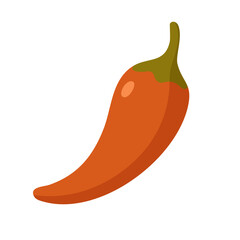 Vector illustration of red chili pepper, flat cartoon doodle style isolated.