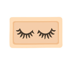 Vector illustration of false eyelashes in box, flat cartoon doodle style isolated.