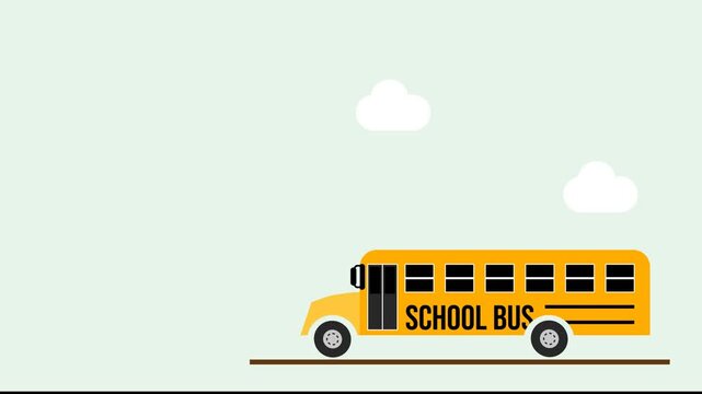 Animation of a moving school bus. Suitable for educational content.