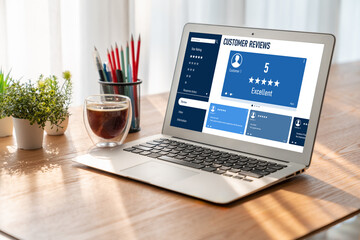 Fototapeta premium Customer experience and review analysis by modish computer software for corporate business